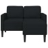 Sofá de 2 plazas con chaise longue en forma L negra