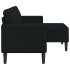 Sofá de 2 plazas con chaise longue en forma L negra
