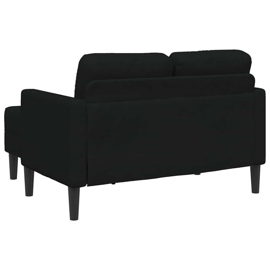 Sofá de 2 plazas con chaise longue en forma L negra