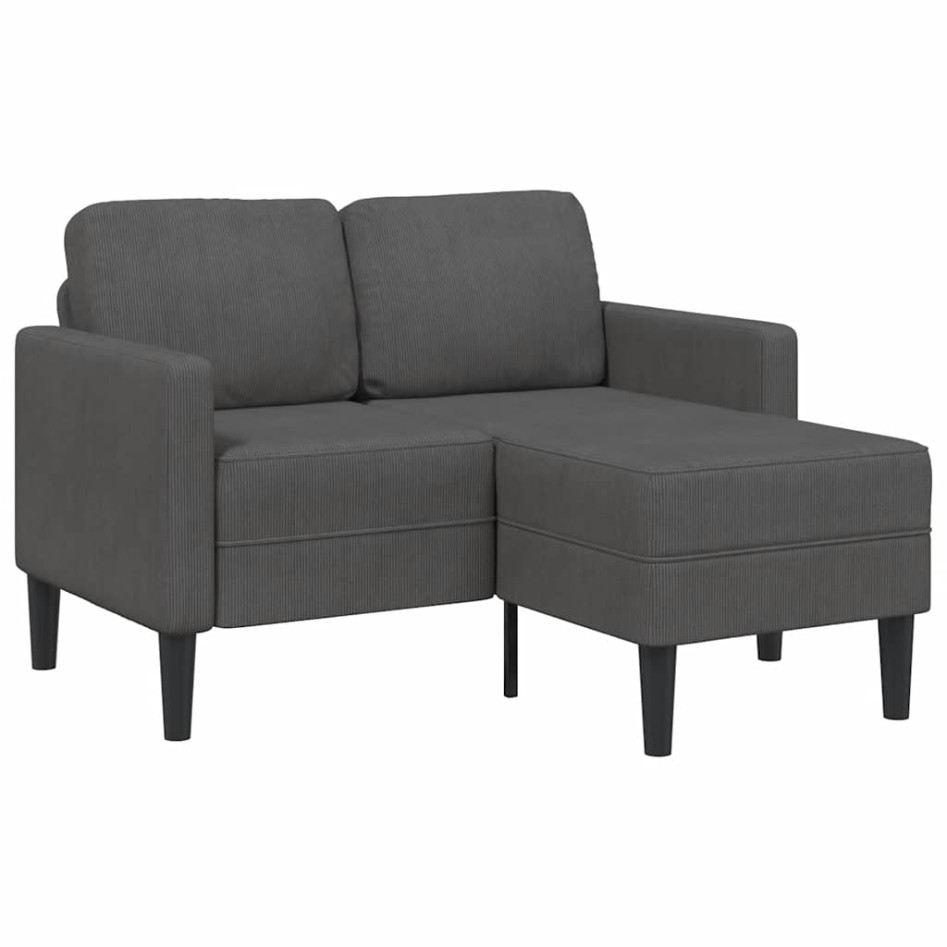 Sofá de 2 plazas con chaise longue en forma L gris oscuro