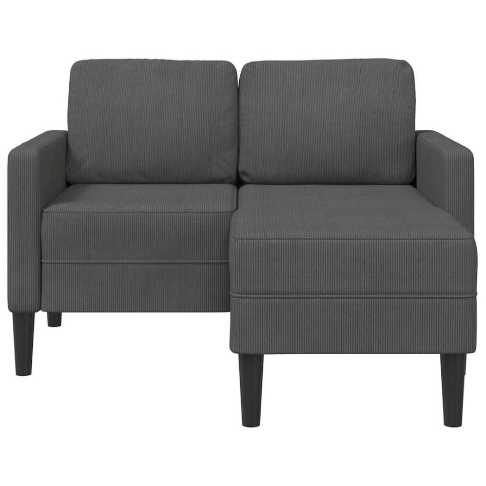 Sofá de 2 plazas con chaise longue en forma L gris oscuro