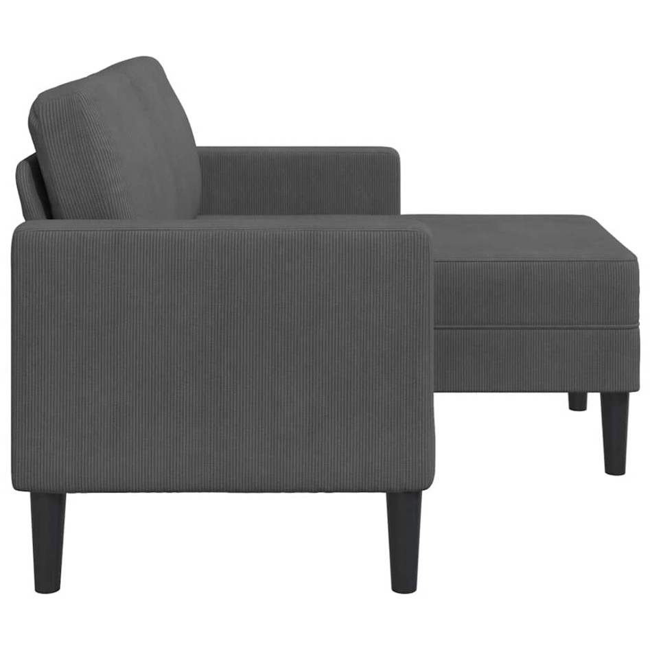 Sofá de 2 plazas con chaise longue en forma L gris oscuro