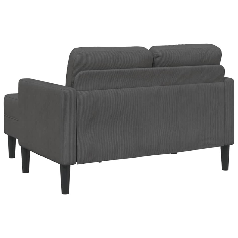 Sofá de 2 plazas con chaise longue en forma L gris oscuro