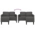 Sofá de 2 plazas con chaise longue en forma L gris oscuro