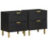 Mesitas de noche 2 uds madera maciza de mango negro 40x33x46