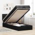 Cama otomana con colchón y luces LED tela negra