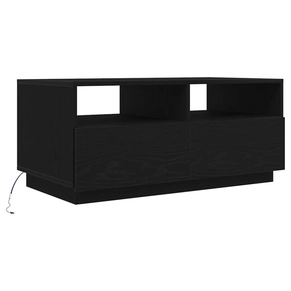 Mesa de centro con luces LED roble negro 90x49x40