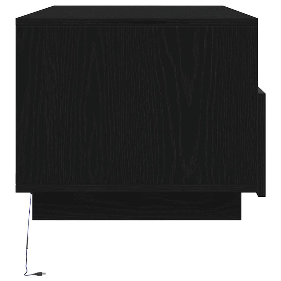Mesa de centro con luces LED roble negro 90x49x40