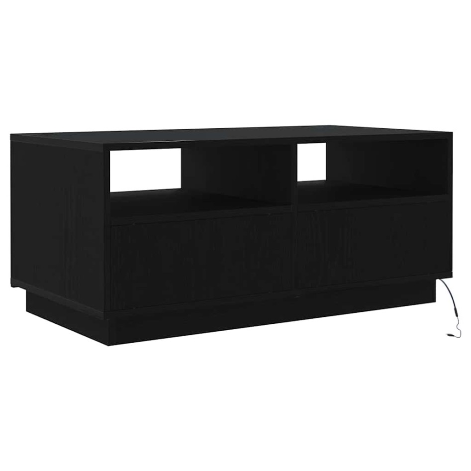 Mesa de centro con luces LED roble negro 90x49x40