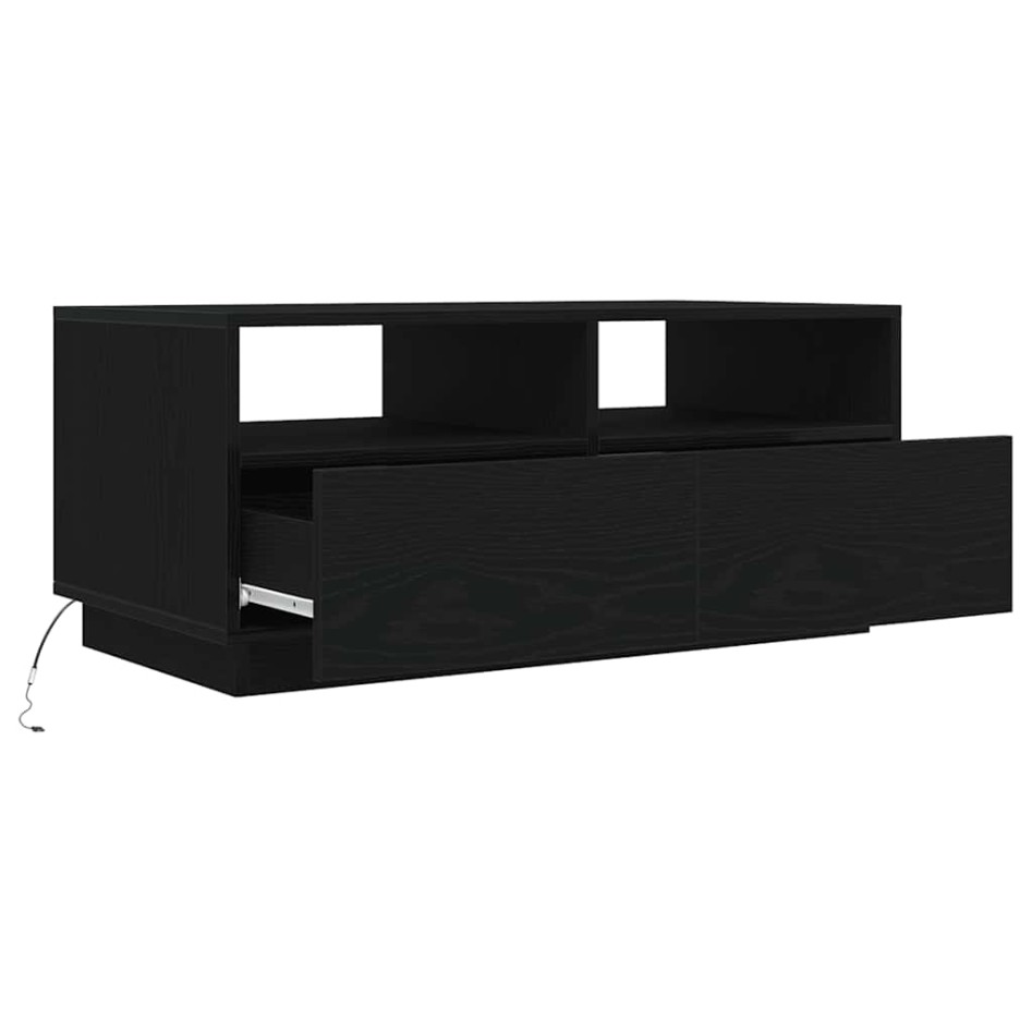 Mesa de centro con luces LED roble negro 90x49x40