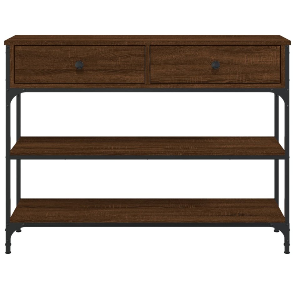 Mesa consola madera de ingeniería marrón roble 100x25x75