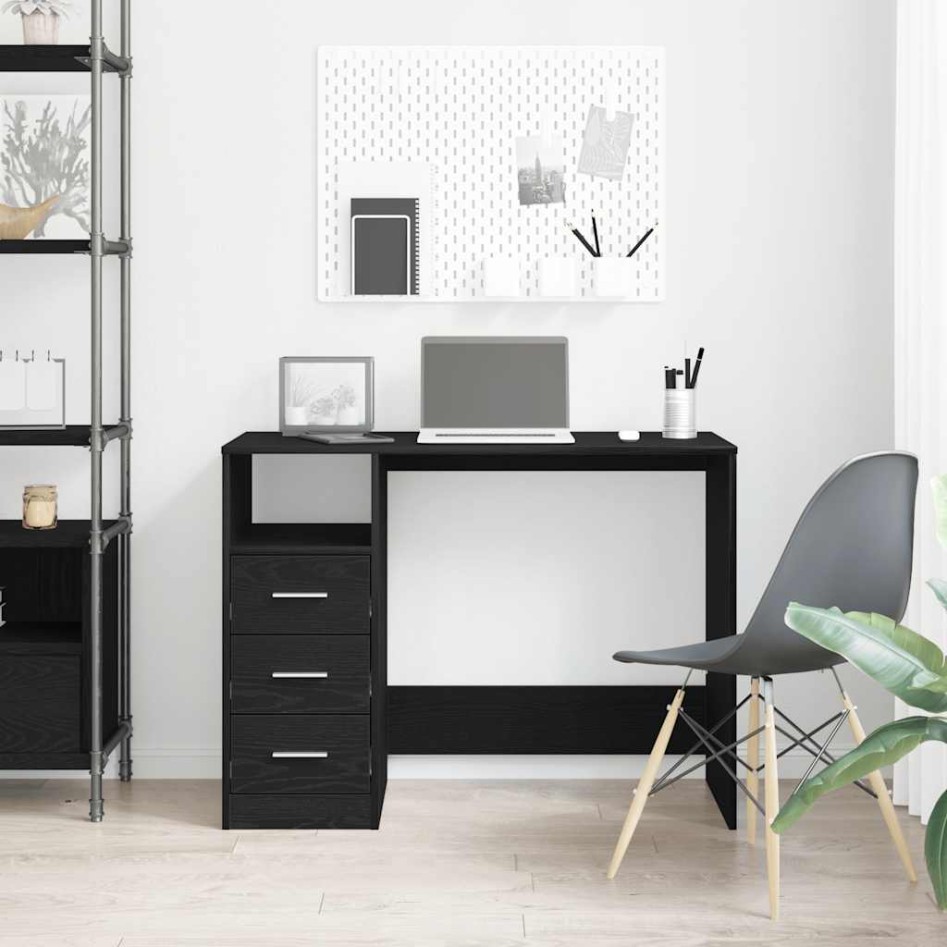 Escritorio con cajones contrachapada roble negro 102x50x76