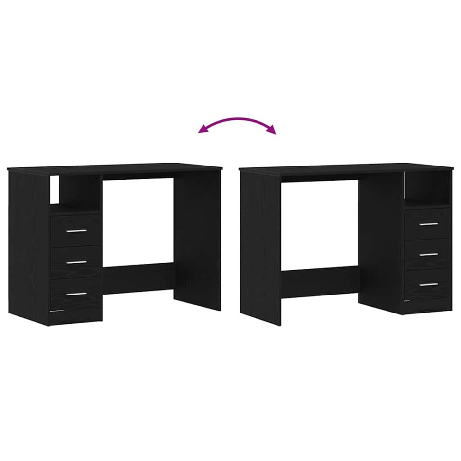 Escritorio con cajones contrachapada roble negro 102x50x76