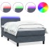 Cama box spring con colchón terciopelo gris oscuro 90x220
