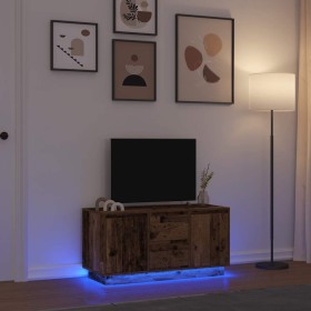 Mueble de TV con luces LED madera vieja 100x41x50