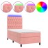 Cama box spring colchón y LED terciopelo rosa 90x200