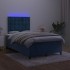 Cama box spring colchón y LED terciopelo azul oscuro 120x200