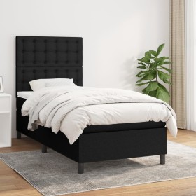 Cama box spring con colchón tela negro 100x200