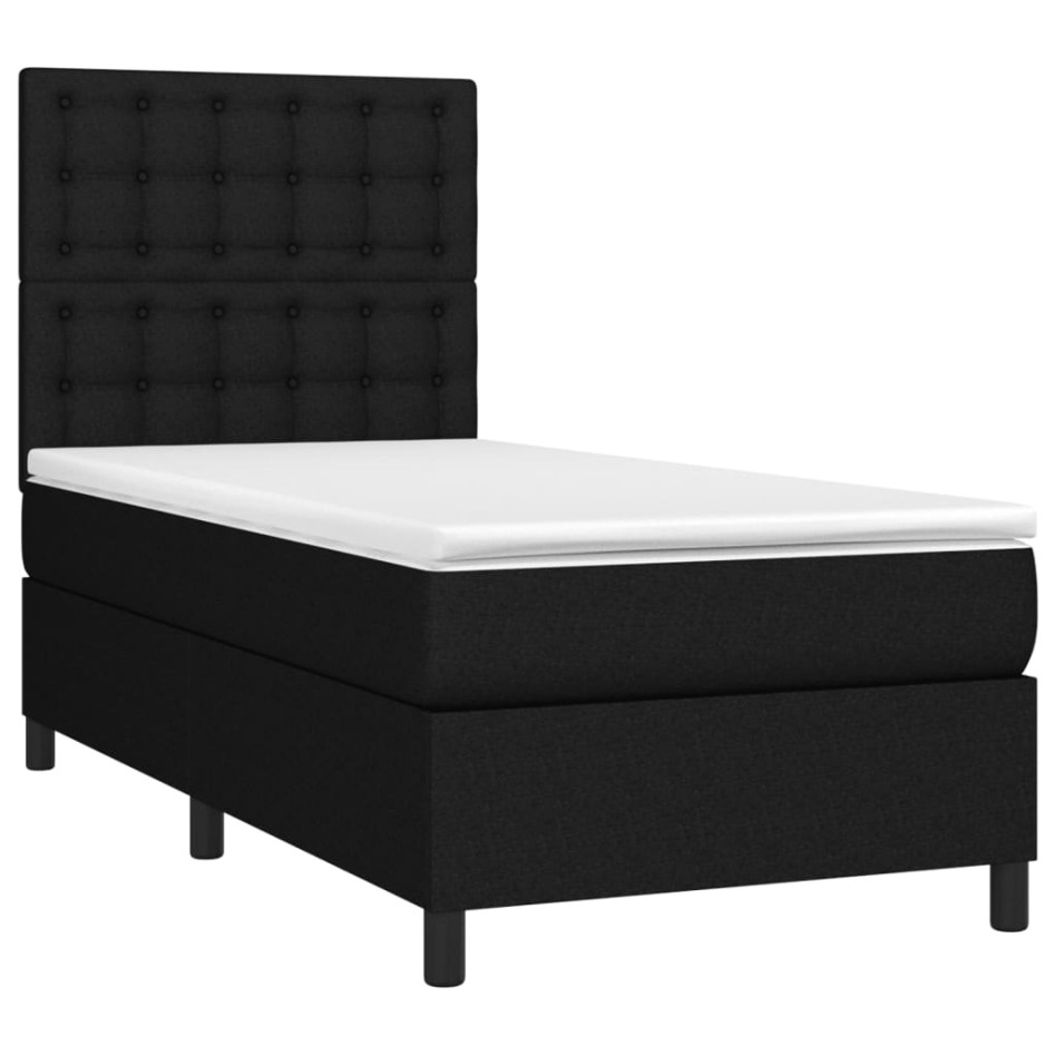 Cama box spring con colchón tela negro 100x200