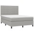 Cama box spring con colchón tela gris claro 140x190