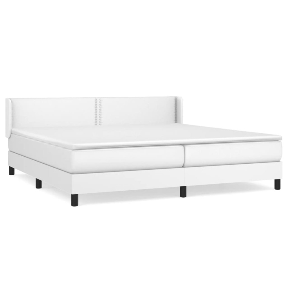 Cama box spring con colchón cuero sintético blanco 200x200