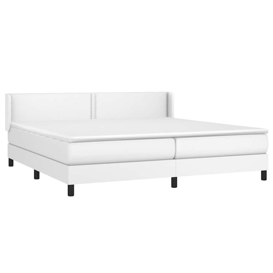 Cama box spring con colchón cuero sintético blanco 200x200