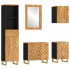 Juego muebles de baño 5 pzas madera maciza mango marrón y