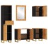 Juego muebles de baño 5 pzas madera maciza mango marrón y