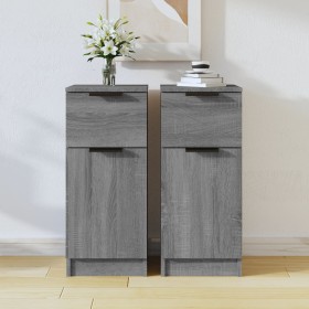 Aparadores 2 uds madera contrachapada gris Sonoma 30x30x70