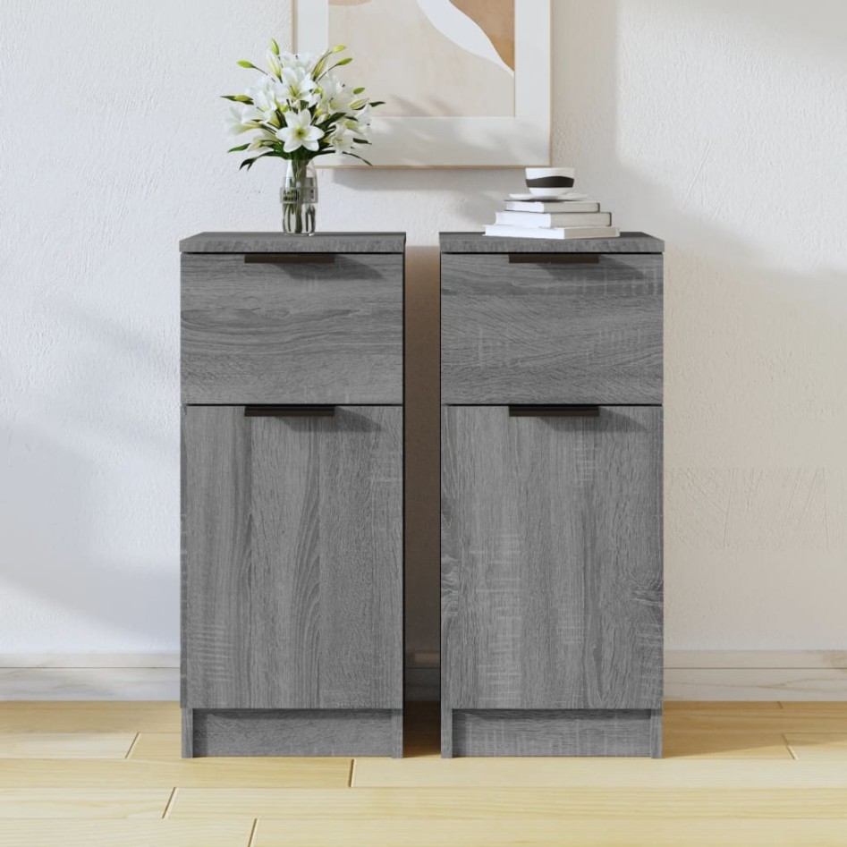 Aparadores 2 uds madera contrachapada gris Sonoma 30x30x70