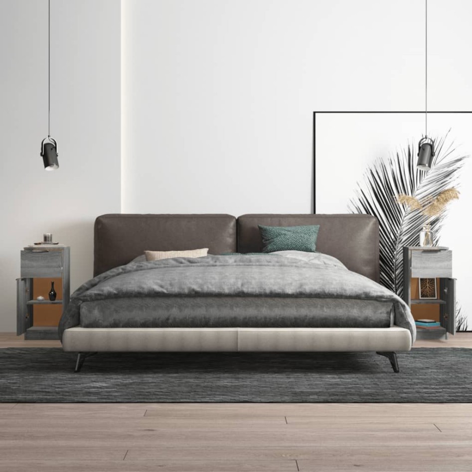 Aparadores 2 uds madera contrachapada gris Sonoma 30x30x70