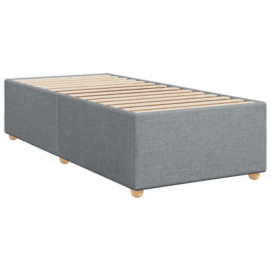 Cama box spring con colchón tela gris claro 100x200