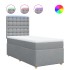 Cama box spring con colchón tela gris claro 100x200