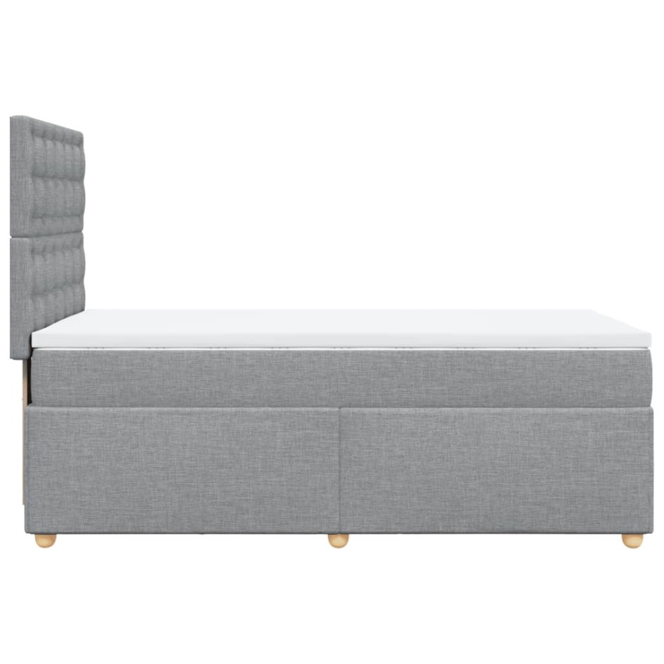 Cama box spring con colchón tela gris claro 100x200