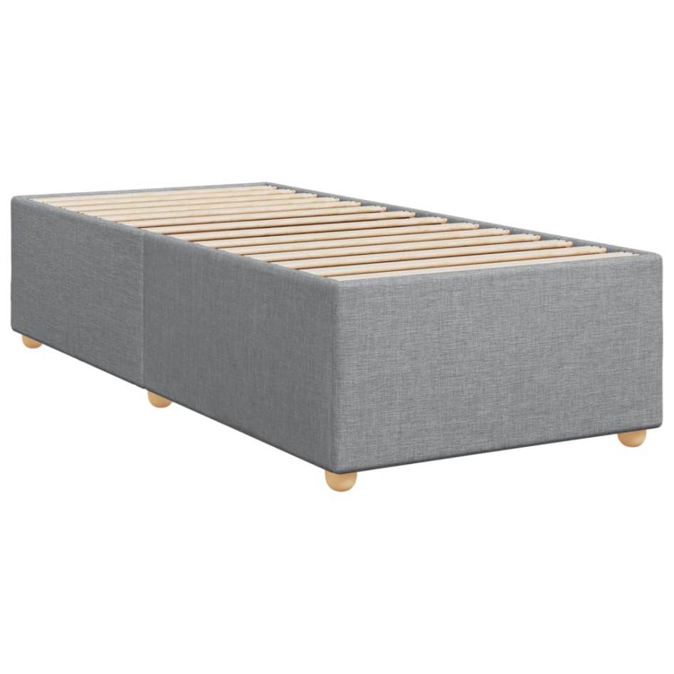 Cama box spring con colchón tela gris claro 100x200