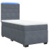 Cama box spring con colchón terciopelo gris oscuro 80x200