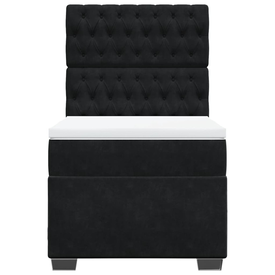 Cama box spring con colchón cuero sintético negro 90x190