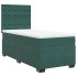 Cama box spring con colchón terciopelo verde oscuro 80x200