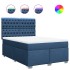 Cama box spring con colchón tela azul 140x190