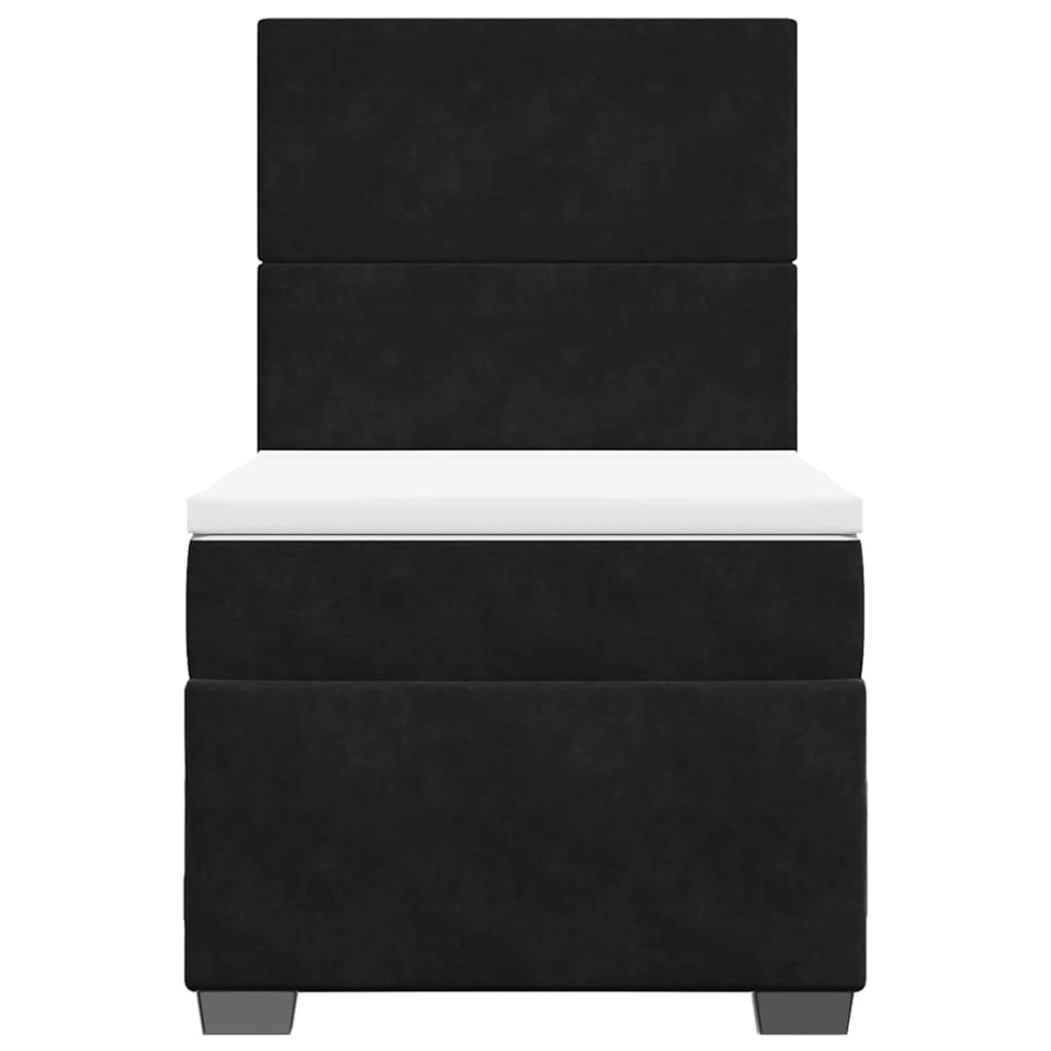 Cama box spring con colchón terciopelo negro 100x200