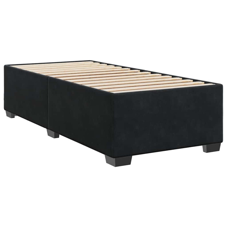 Cama box spring con colchón terciopelo negro 100x200