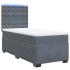 Cama box spring con colchón terciopelo gris oscuro 100x200