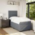 Cama box spring con colchón terciopelo gris oscuro 100x200