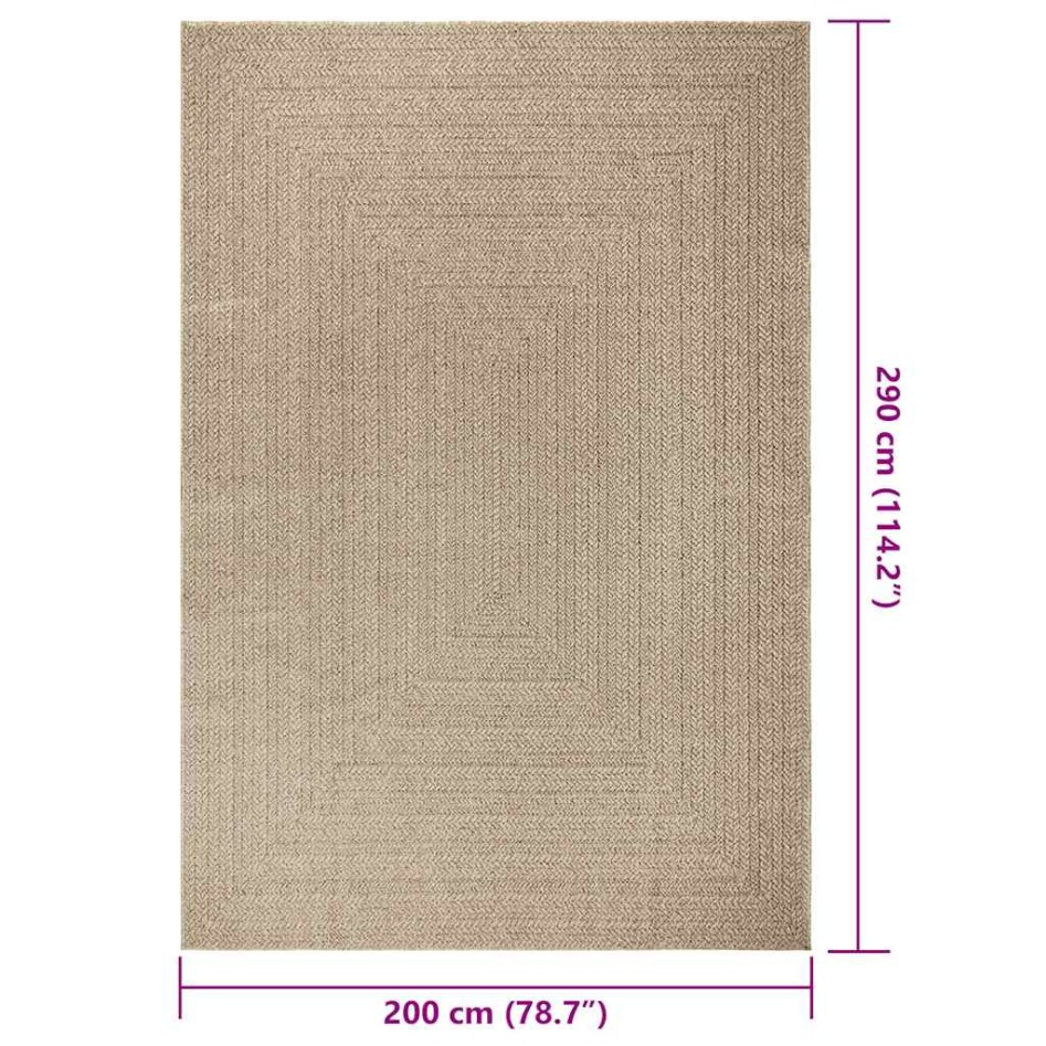 Alfombra ZIZUR aspecto yute interior/exterior beige 200x290