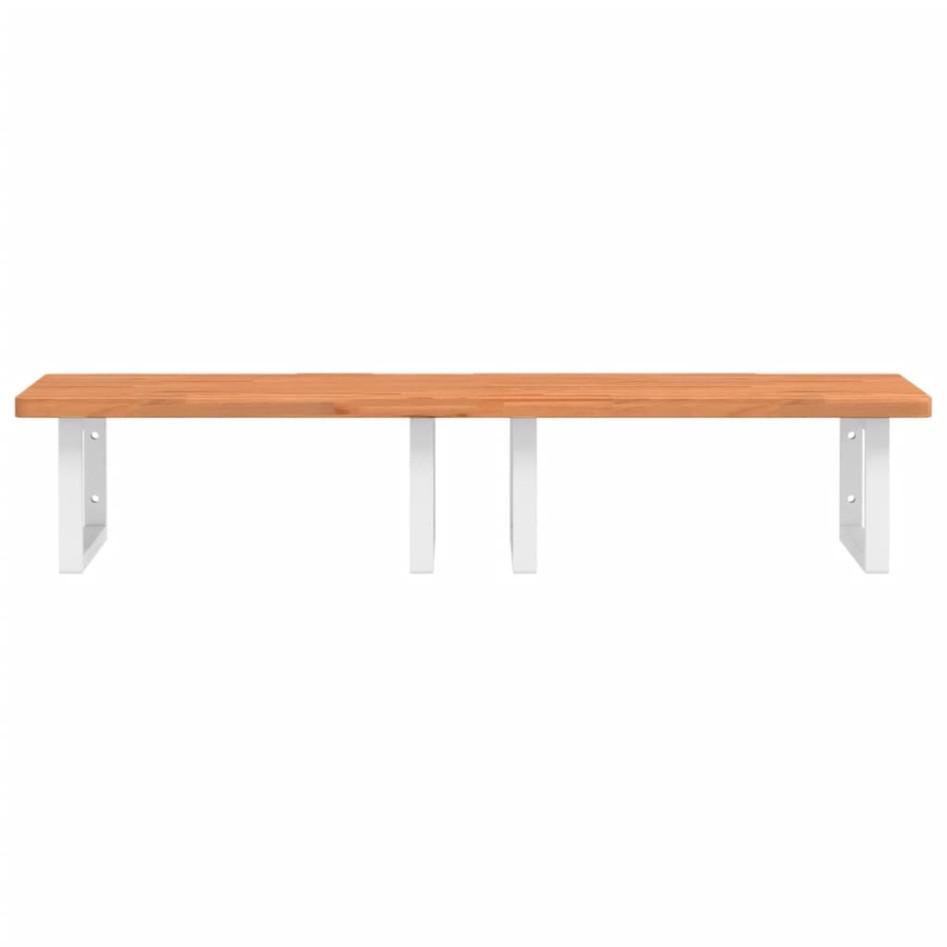 Estante de lavabo de pared de acero y madera maciza de