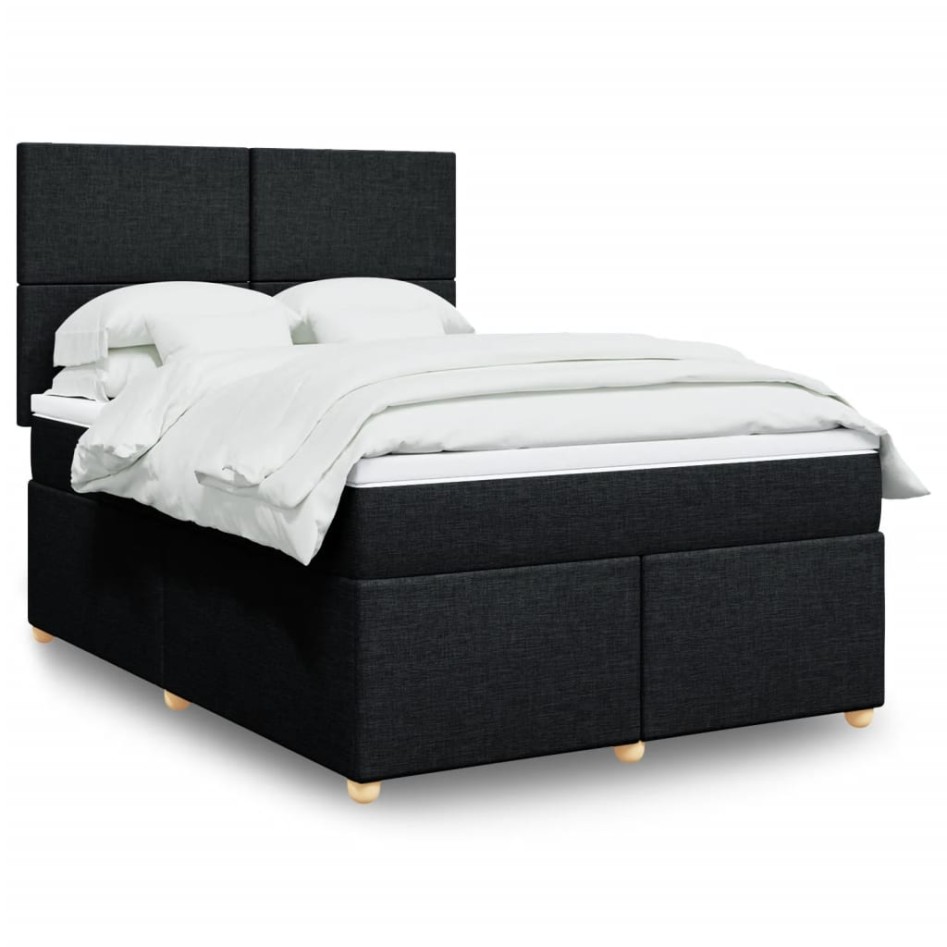 Cama box spring con colchón tela negro 140x190