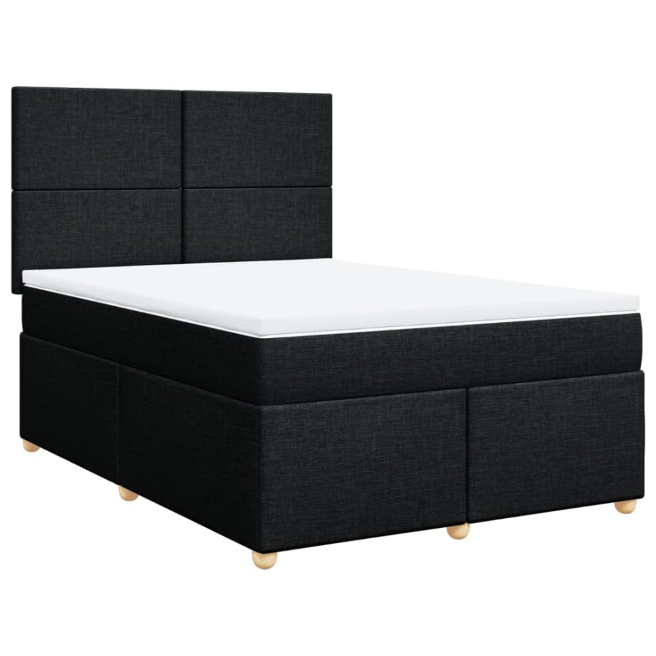 Cama box spring con colchón tela negro 140x190