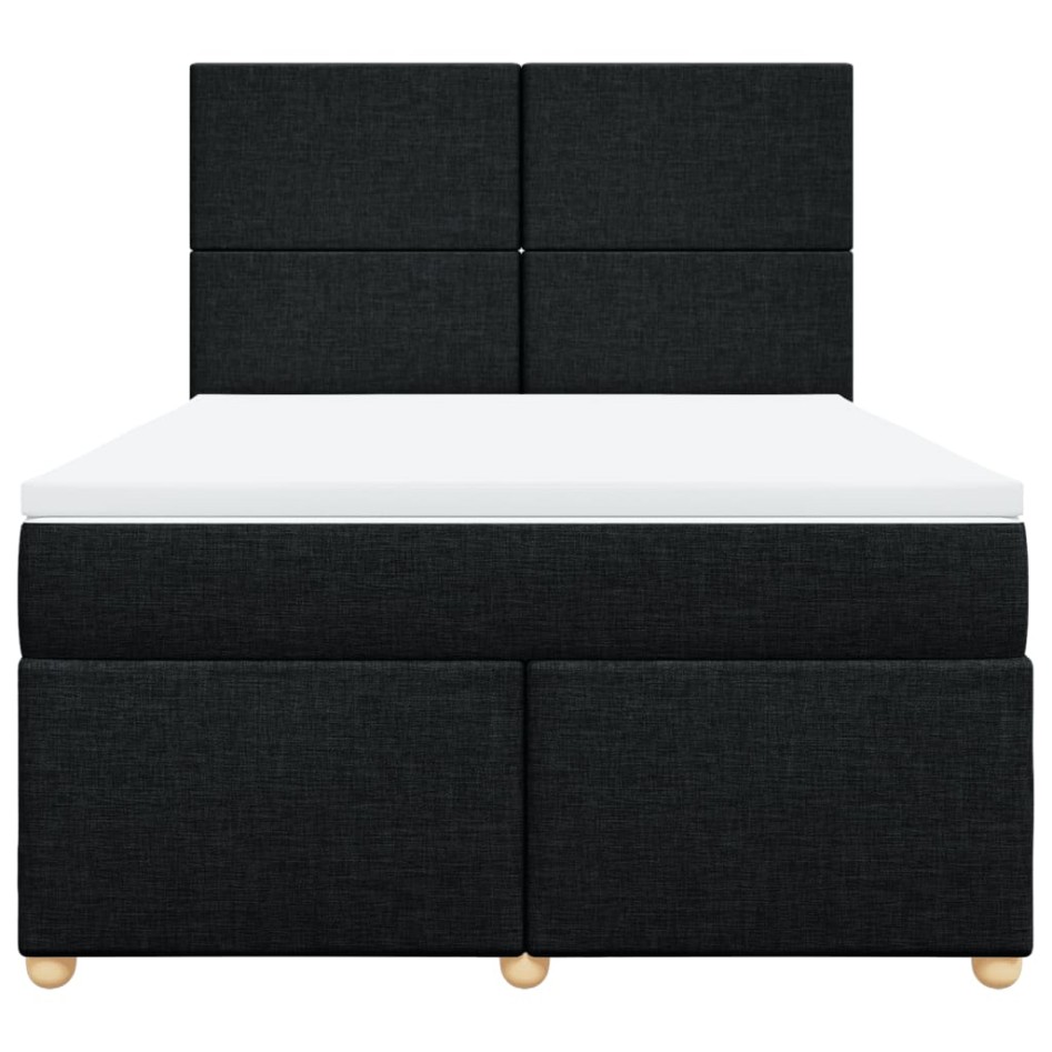 Cama box spring con colchón tela negro 140x190