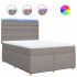 Cama box spring con colchón tela gris taupe 140x190