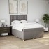 Cama box spring con colchón tela gris taupe 140x190